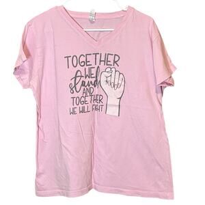 Live and Tell Ladies Pink Motivational Fist Pump Graphic T-Shirt Size XL